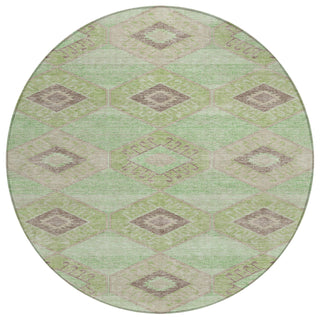 Piper Looms Chantille Aztec ACN1857 Green Machine Washable Area Rug Round Main Image