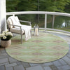 Piper Looms Chantille Aztec ACN1857 Green Machine Washable Area Rug Round Outdoor Lifestyle Image Feature