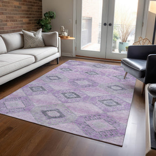 Piper Looms Chantille Aztec ACN1857 Lavender Machine Washable Area Rug Lifestyle Image Feature