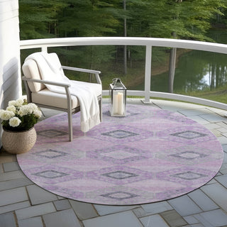 Piper Looms Chantille Aztec ACN1857 Lavender Machine Washable Area Rug Round Outdoor Lifestyle Image Feature