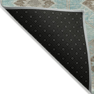 Piper Looms Chantille Aztec ACN1857 Teal Machine Washable Area Rug Backing Image
