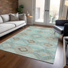 Piper Looms Chantille Aztec ACN1857 Teal Machine Washable Area Rug Lifestyle Image Feature