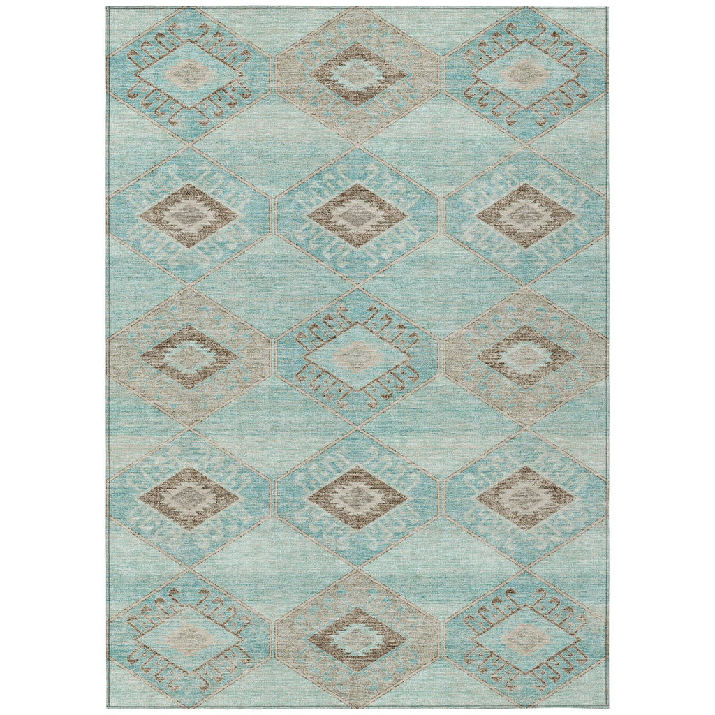 Piper Looms Chantille Aztec ACN1857 Teal Machine Washable Area Rug main image