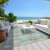 Piper Looms Chantille Aztec ACN1857 Teal Machine Washable Area Rug Outdoor Lifestyle Image Feature