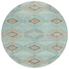 Piper Looms Chantille Aztec ACN1857 Teal Machine Washable Area Rug Round Main Image