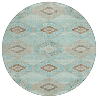 Piper Looms Chantille Aztec ACN1857 Teal Machine Washable Area Rug Round Main Image