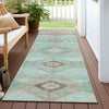 Piper Looms Chantille Aztec ACN1857 Teal Machine Washable Area Rug Runner Outdoor Lifestyle Image Feature