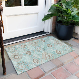 Piper Looms Chantille Aztec ACN1857 Teal Machine Washable Area Rug Scatter Outdoor Lifestyle Image Feature