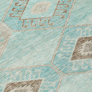 Piper Looms Chantille Aztec ACN1857 Teal Machine Washable Area Rug Swatch Image
