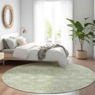 Piper Looms Chantille Lattice ACN1858 Aloe Machine Washable Area Rug Round Lifestyle Image Feature