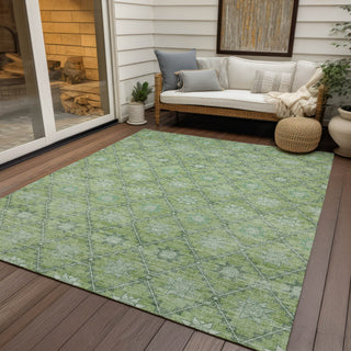 Piper Looms Chantille Lattice ACN1858 Green Machine Washable Area Rug Outdoor Lifestyle Image Feature