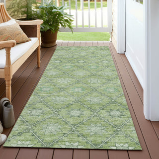 Piper Looms Chantille Lattice ACN1858 Green Machine Washable Area Rug Runner Outdoor Lifestyle Image Feature