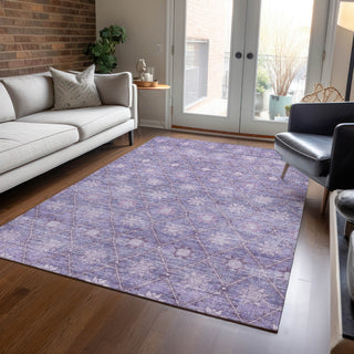 Piper Looms Chantille Lattice ACN1858 Purple Machine Washable Area Rug Lifestyle Image Feature