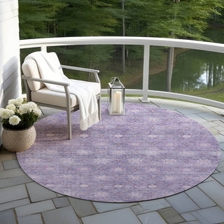 Piper Looms Chantille Lattice ACN1858 Purple Machine Washable Area Rug Round Outdoor Lifestyle Image Feature
