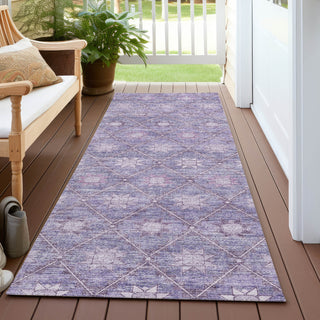 Piper Looms Chantille Lattice ACN1858 Purple Machine Washable Area Rug Runner Outdoor Lifestyle Image Feature