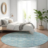 Piper Looms Chantille Lattice ACN1858 Teal Machine Washable Area Rug Round Lifestyle Image Feature