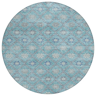 Piper Looms Chantille Lattice ACN1858 Teal Machine Washable Area Rug Round Main Image