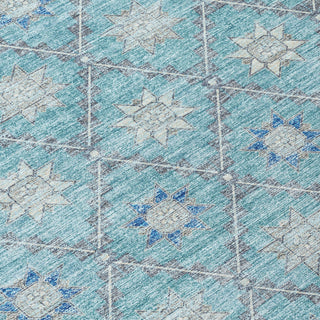Piper Looms Chantille Lattice ACN1858 Teal Machine Washable Area Rug Swatch Image