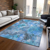 Piper Looms Chantille Floral ACN1859 Blue Machine Washable Area Rug Lifestyle Image Feature