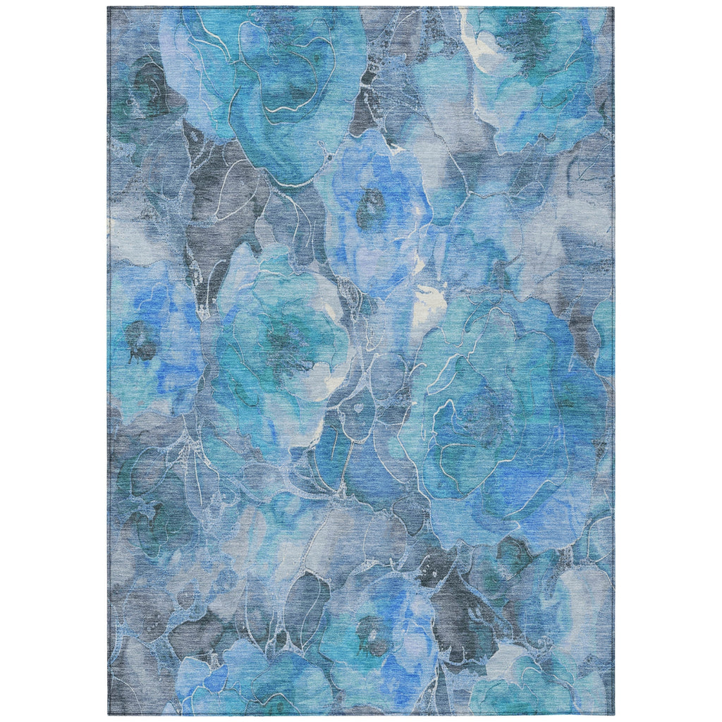 Piper Looms Chantille Floral ACN1859 Blue Machine Washable Area Rug main image