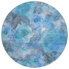 Piper Looms Chantille Floral ACN1859 Blue Machine Washable Area Rug Round Main Image