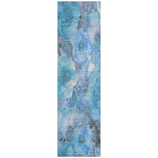 Piper Looms Chantille Floral ACN1859 Blue Machine Washable Area Rug Runner Main Image