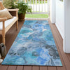 Piper Looms Chantille Floral ACN1859 Blue Machine Washable Area Rug Runner Outdoor Lifestyle Image Feature