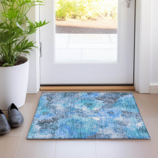 Piper Looms Chantille Floral ACN1859 Blue Machine Washable Area Rug Scatter Lifestyle Image Feature