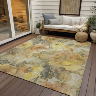 Piper Looms Chantille Floral ACN1859 Gold Machine Washable Area Rug Outdoor Lifestyle Image Feature