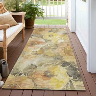 Piper Looms Chantille Floral ACN1859 Gold Machine Washable Area Rug Runner Outdoor Lifestyle Image Feature
