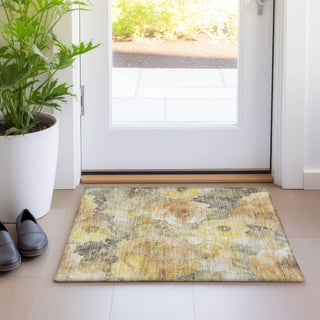 Piper Looms Chantille Floral ACN1859 Gold Machine Washable Area Rug Scatter Lifestyle Image Feature
