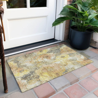 Piper Looms Chantille Floral ACN1859 Gold Machine Washable Area Rug Scatter Outdoor Lifestyle Image Feature