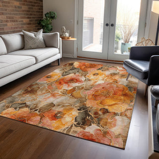 Piper Looms Chantille Floral ACN1859 Orange Machine Washable Area Rug Lifestyle Image Feature