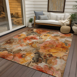 Piper Looms Chantille Floral ACN1859 Orange Machine Washable Area Rug Outdoor Lifestyle Image Feature