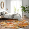 Piper Looms Chantille Floral ACN1859 Orange Machine Washable Area Rug Round Lifestyle Image Feature
