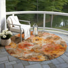 Piper Looms Chantille Floral ACN1859 Orange Machine Washable Area Rug Round Outdoor Lifestyle Image Feature