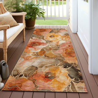 Piper Looms Chantille Floral ACN1859 Orange Machine Washable Area Rug Runner Outdoor Lifestyle Image Feature