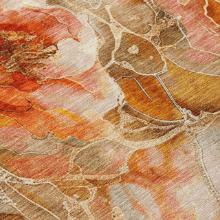 Piper Looms Chantille Floral ACN1859 Orange Machine Washable Area Rug Swatch Image