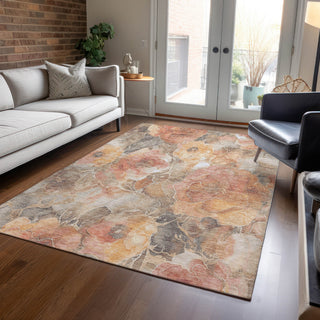 Piper Looms Chantille Floral ACN1859 Peach Machine Washable Area Rug Lifestyle Image Feature