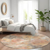 Piper Looms Chantille Floral ACN1859 Peach Machine Washable Area Rug Round Lifestyle Image Feature
