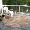 Piper Looms Chantille Floral ACN1859 Peach Machine Washable Area Rug Round Outdoor Lifestyle Image Feature