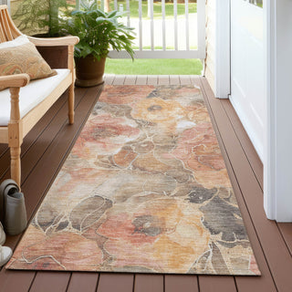 Piper Looms Chantille Floral ACN1859 Peach Machine Washable Area Rug Runner Outdoor Lifestyle Image Feature
