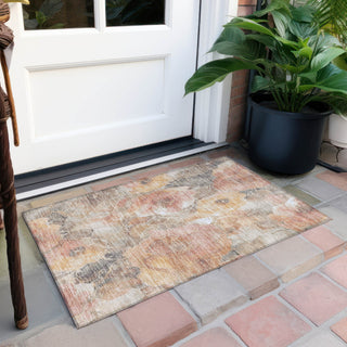Piper Looms Chantille Floral ACN1859 Peach Machine Washable Area Rug Scatter Outdoor Lifestyle Image Feature