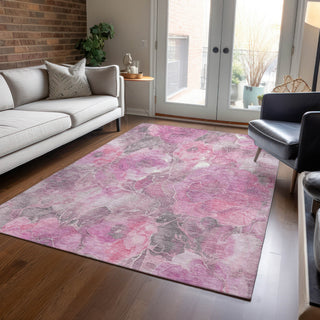 Piper Looms Chantille Floral ACN1859 Pink Machine Washable Area Rug Lifestyle Image Feature