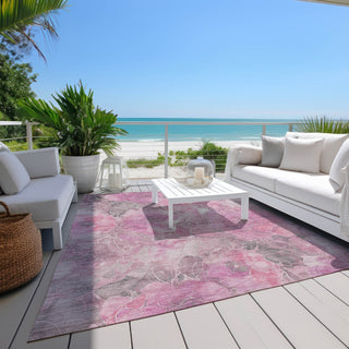 Piper Looms Chantille Floral ACN1859 Pink Machine Washable Area Rug Outdoor Lifestyle Image Feature