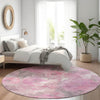 Piper Looms Chantille Floral ACN1859 Pink Machine Washable Area Rug Round Lifestyle Image Feature