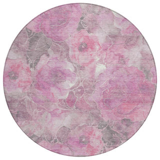 Piper Looms Chantille Floral ACN1859 Pink Machine Washable Area Rug Round Main Image