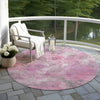 Piper Looms Chantille Floral ACN1859 Pink Machine Washable Area Rug Round Outdoor Lifestyle Image Feature