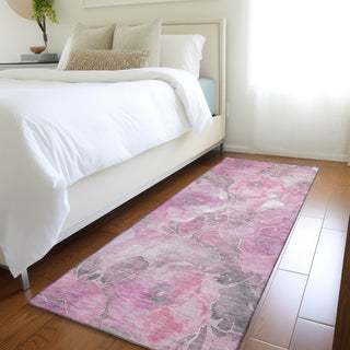 Piper Looms Chantille Floral ACN1859 Pink Machine Washable Area Rug Runner Lifestyle Image Feature