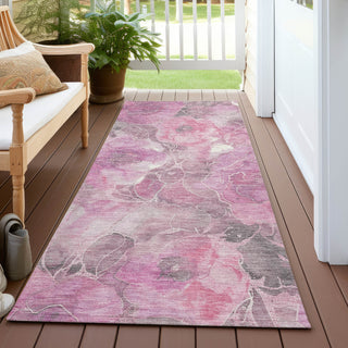 Piper Looms Chantille Floral ACN1859 Pink Machine Washable Area Rug Runner Outdoor Lifestyle Image Feature